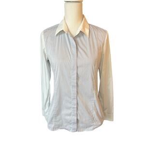 Theory blue and white button down long sleeve dress shirt casual professional